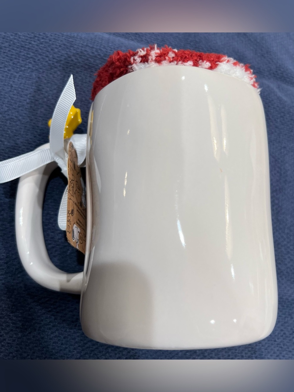 Rae Dunn NEW White Ceramic Peanuts 'Happiness Is' Mug with Yellow Woodstock - Picture 2 of 8